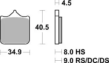 SBS Bromsklossats Sintered 870HS - MC Bromsbelägg - 23-870HS - 1