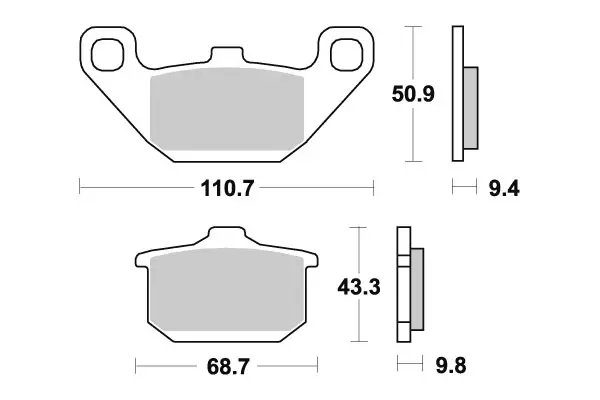 SBS Bromsklossats Sintered Bak 557LS - MC Bromsbelägg - 23-557LS - 1