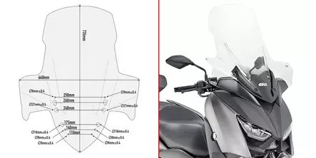 GIVI SPOILER YAM. X-MAX 300 (2017) - MC Vindrutor - 323-D2136ST - 1