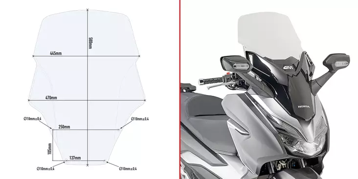 GIVI SPOILER HONDA FORZA 300 (2018) - MC Vindrutor - 323-D1166ST - 1