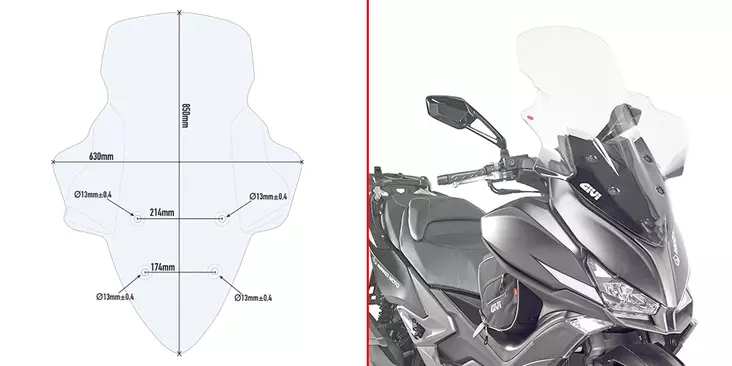 Givi Specific screen, transparent 85,5 x 66 cm (h x w) Xciting 400i (13-15) - MC Vindrutor - 323-D6104ST - 1