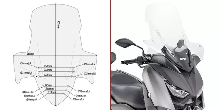 GIVI SPOILER YAM. X-MAX 300 (2017) - MC Vindrutor - 323-D2136ST - 1