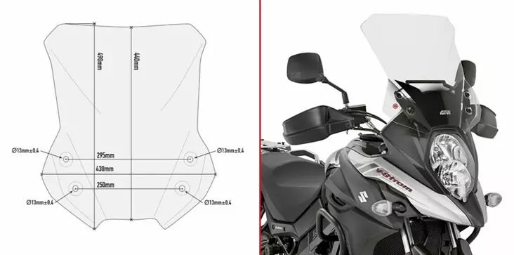 Givi Vindruta, Transparent, 44 x 43 cm, Suzuki DL650 V-Strom (2018-2021) - MC Vindrutor - 323-D3112ST - 1