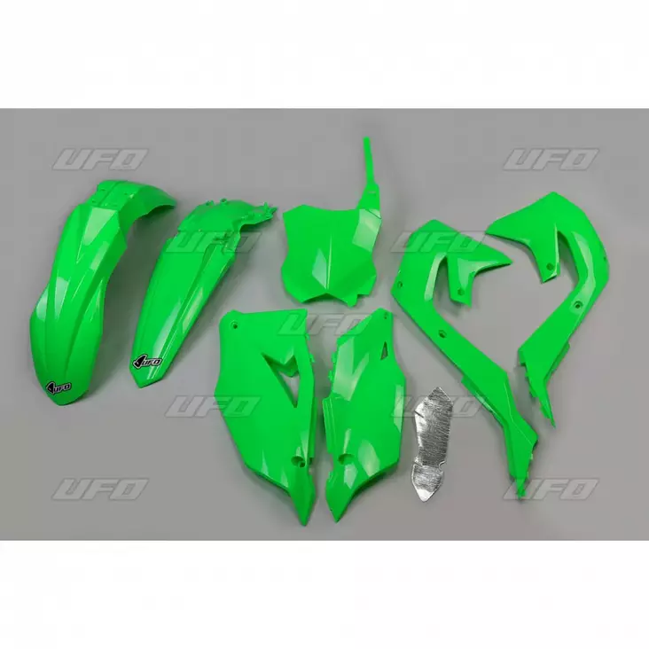 UFO Plastkit 5-delar Grön Fluo KX250F 2021- ,KXF450 2019- - Motocross plastsats - 650-K227-AFLU - 1